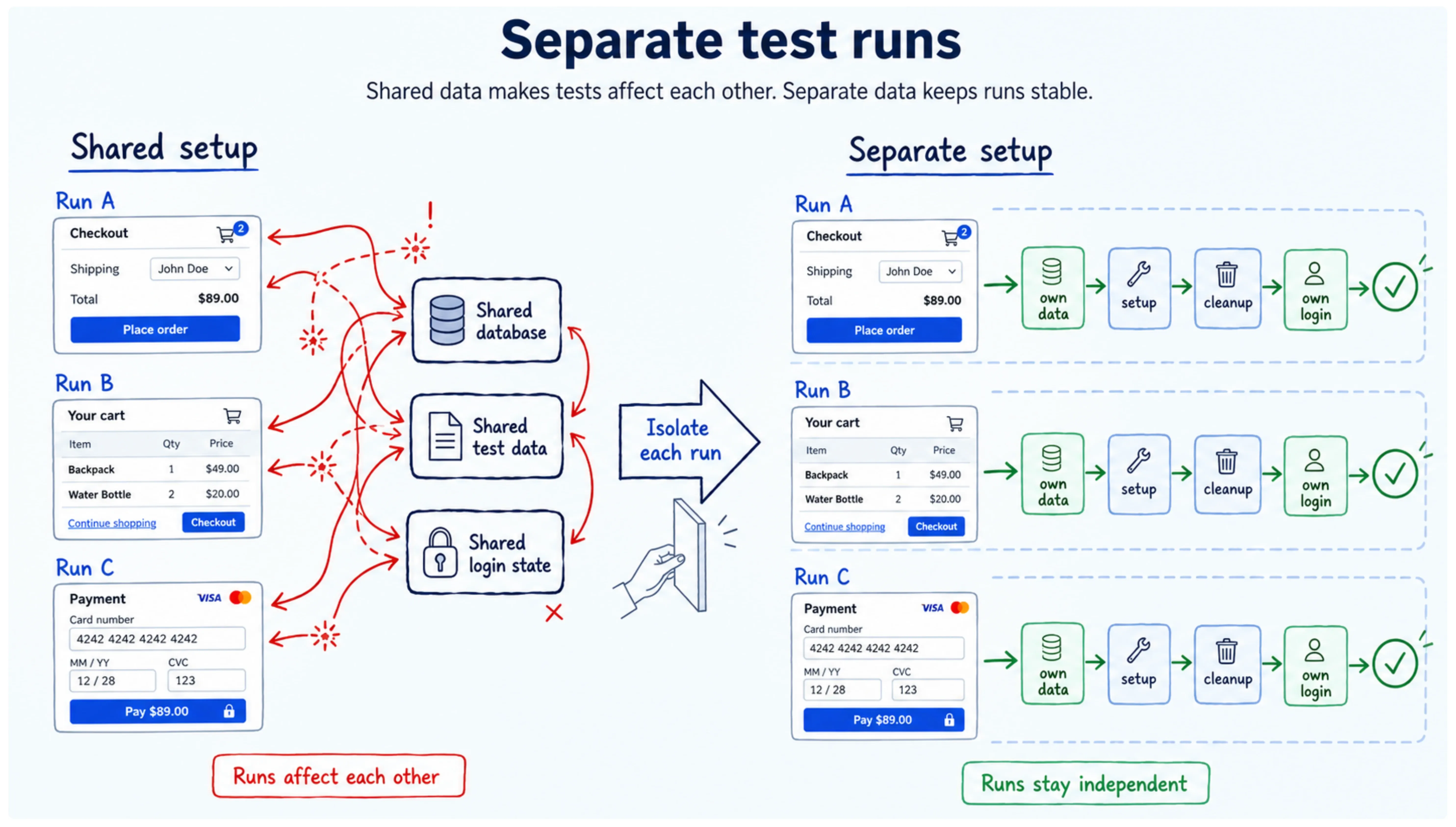 seprate test runs
