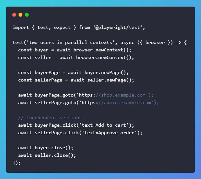 isolated browser context