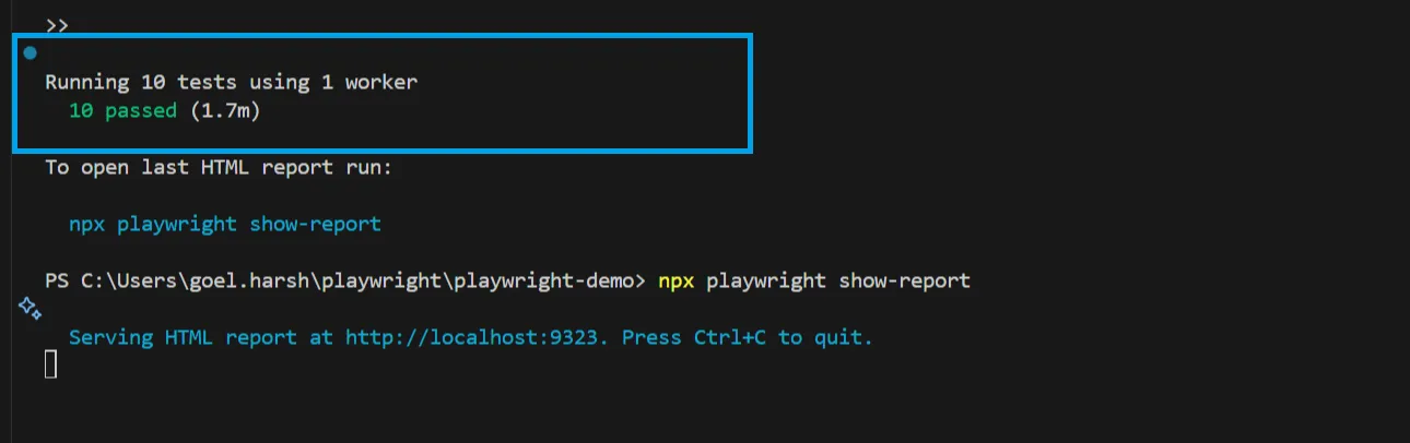 running 10 test using 1 worker